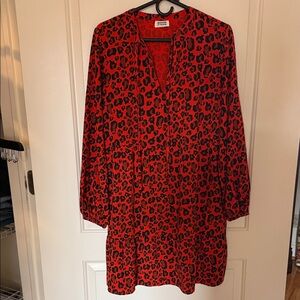 Red Leopard Print Dress with Black Spots